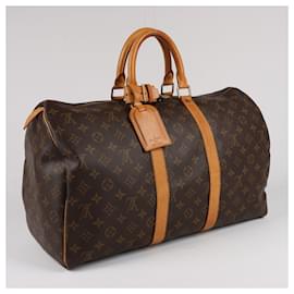 Louis Vuitton-Louis Vuitton Monogram Canvas Keepall 45 Travel Bag M41428-Brown