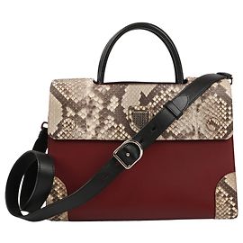 Sac à main Diorever Medium en cuir et python 2Way de Christian Dior en bordeaux Beige