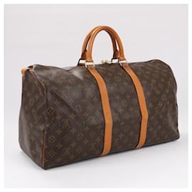 Louis Vuitton-Louis Vuitton Monogram Canvas Keepall 50 Travel Bag M41426-Brown