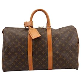 Louis Vuitton-Louis Vuitton Monogram Canvas Keepall 45 Travel Bag M41428-Brown