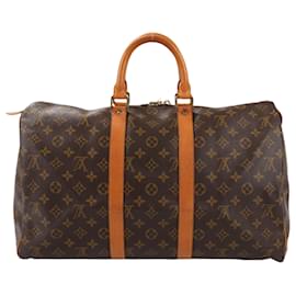 Louis Vuitton-Louis Vuitton Monogram Canvas Keepall 45 Travel Bag M41428-Brown