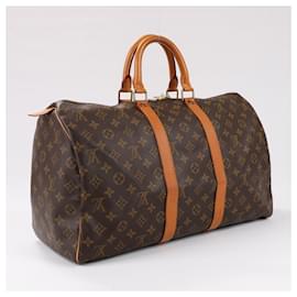Louis Vuitton-Louis Vuitton Monogram Canvas Keepall 45 Travel Bag M41428-Brown