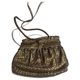Bolsa de ombro Fendi em couro dourado Dourado