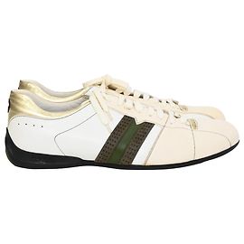 Baskets basses Gucci Web en daim blanc et cuir Blanc Écru