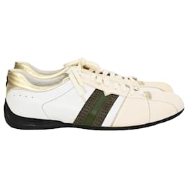 Gucci-Tênis baixos Gucci Web em camurça branca e couro-Branco,Cru