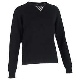 Saint Laurent Strickpullover mit Nieten aus schwarzer Wolle Schwarz
