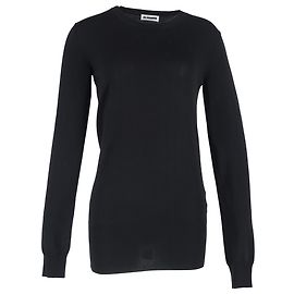 Jil Sander Pullover mit Rundhalsausschnitt aus schwarzer Wolle Schwarz