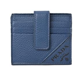 Prada-Prada VIT.MICRO GRAIN Card Case Blue-Blue