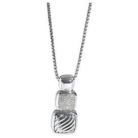 David Yurman Chiclet Diamantanhänger aus Sterlingsilber 0,45 CTW Silber Metallisch