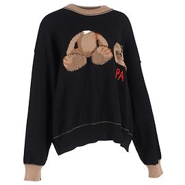 Pull Palm Bear Palm Angels en laine vierge Marron Rouge