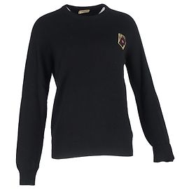 Schwarzer Kaschmir-Pullover mit Saint Laurent Spielkartenstickerei Schwarz