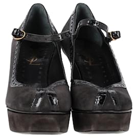 Saint Laurent- Saint Laurent Mary Jane Platform Pumps in Black Suede-Black