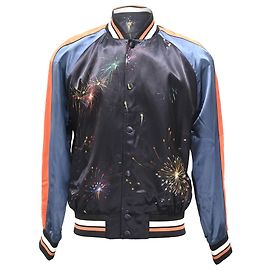 Veste bomber imprimée de feux d'artifice Valentino Garavani en satin multicolore Multicolore