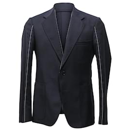 Maison Martin Margiela-Maison Margiela Visible Stitch Blazer in Navy Blue Wool-Blue,Navy blue