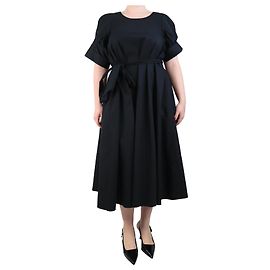 Aspesi Robe midi en coton avec ceinture noire - taille UK 12 Noir