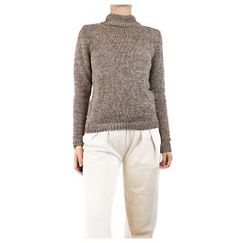 Totême Brauner hochgeschlossener Pullover aus Naturfarbe - Größe S Braun
