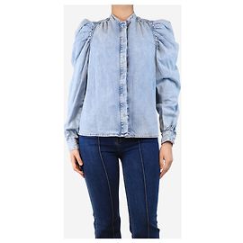 Frame Denim Top in denim blu con maniche a sbuffo - taglia S Blu