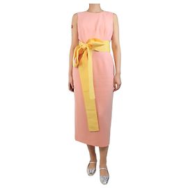 Carolina Herrera Rosa ärmelloses Midikleid mit Gürtel - Größe UK 10 Pink