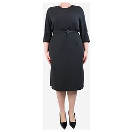 Loro Piana Grau seiden Midikleid mit Gürtel - Größe L Grau