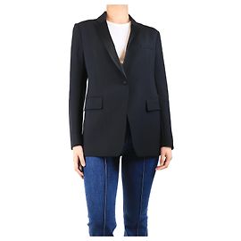 Adam Lippes Schwarze Satin-Reversjacke - Größe UK 12 Schwarz