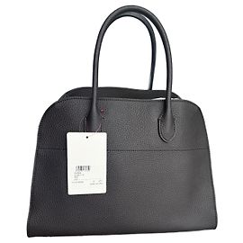 The Row Soft Margaux 12 Dark Blue Leather Tote Bag Dark blue