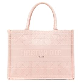 Dior-Dior Pink Medium Canvas Cannage Embroidered Book Tote-Pink