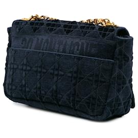 Dior-Dior Blue Medium Velvet Cannage Caro Bag-Blue,Navy blue