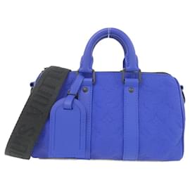 Louis Vuitton-Louis Vuitton Taurillon Monogram Keepall Bandouliere 25cm Boston Bag-Black,Blue