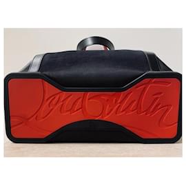 Christian Louboutin-CHRISTIAN LOUBOUTIN BAGDAMON Bag Demon Shoulder Canvas Leather Black Red-Black