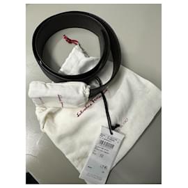 Salvatore Ferragamo-Ferragamo belt size 32-Brown,Black,Silver hardware
