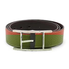 Hermès-Hermes Reversible Leather Belt-Brown,Black