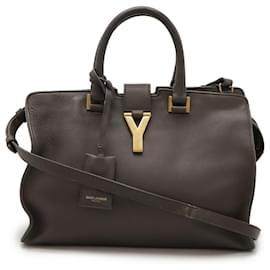 Yves Saint Laurent-Yves Saint Laurent Y-Line Petit Cabas Handbag-Brown