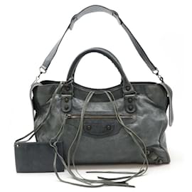 Balenciaga-Balenciaga The City Editor's Bag-Brown,Green