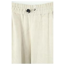 Longchamp-Straight leather pants-Beige
