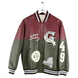 Autre Marque-Leather jacket-Dark red