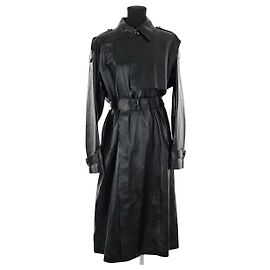Mackage Black Leather Trench Coat Black