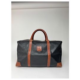 Céline Bolsa de viagem Vintage Celine Paris Triomphe Weekender Preta Marrom Preto