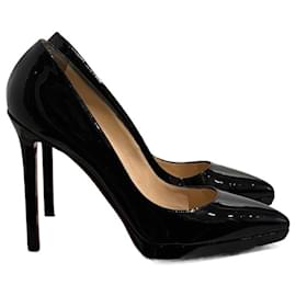 Christian Louboutin-CHRISTIAN LOUBOUTIN Talons T.EU 38.5 Cuir verni-Noir