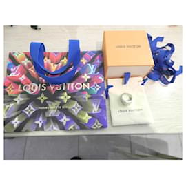 Louis Vuitton-Anel de sinete Louis Vuitton em metal prateado tamanho L com conjunto completo-Prata