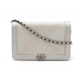 Chanel-Chanel Boy Chanel Coco Mark Chain Wallet Shoulder Bag-Silvery,Metallic