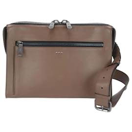 Fendi-Fendi Selleria 7V07 Leather Shoulder Bag Tote for Men-Brown