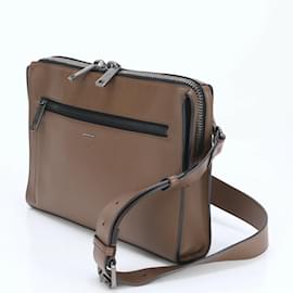Fendi-Fendi Selleria 7V07 Leather Shoulder Bag Tote for Men-Brown