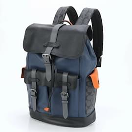 Coach-Coach Signature Hudson Leather Rucksack Backpack-Black,Orange,Navy blue