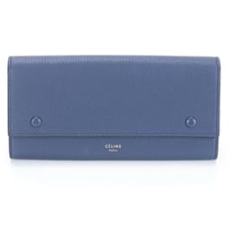 Céline-Céline Large Flap Wallet-Navy blue