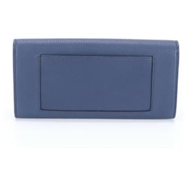 Céline-Céline Large Flap Wallet-Navy blue