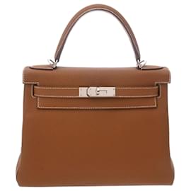 Hermès-Hermes Kelly 28 Togo Handbag-Golden