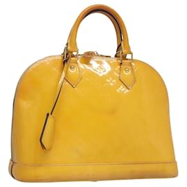 Louis Vuitton-LOUIS VUITTON Monogram Vernis Alma PM Hand Bag Citrin M90101 LV Auth EC497-Golden