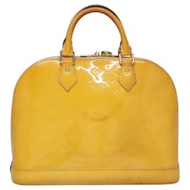 Louis Vuitton-LOUIS VUITTON Monogram Vernis Alma PM Hand Bag Citrin M90101 LV Auth EC497-Golden
