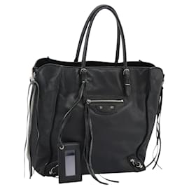 Balenciaga-BALENCIAGA The Paper Hand Bag Leather Black 255412 Auth nb026-Black