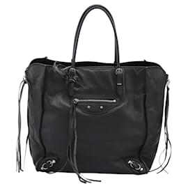 Balenciaga-BALENCIAGA The Paper Hand Bag Leather Black 255412 Auth nb026-Black